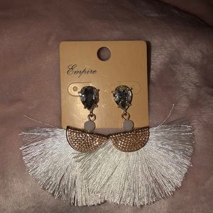 White Statement Earrings